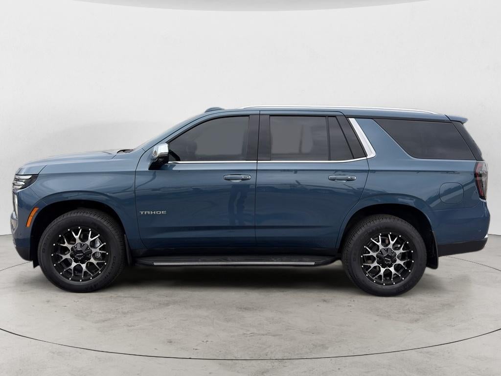 2025 Chevrolet Tahoe Premier in Lakeshore Blue Metallic — front three-quarter view